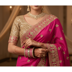AYSIMA Gulika Pink Wedding Bangles for Women | Bridal Bangle Set with Floral Kadas