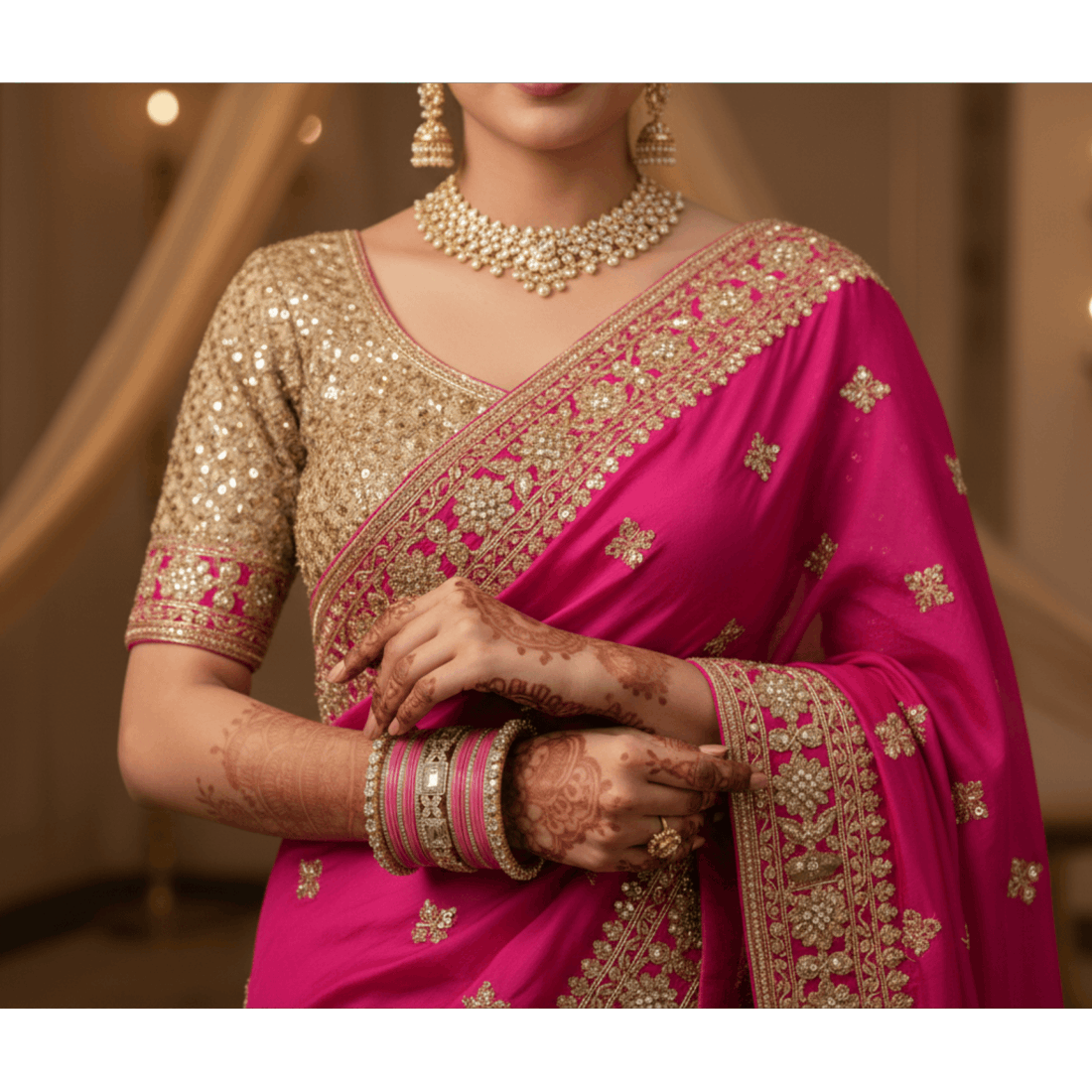 AYSIMA Gulika Pink Wedding Bangles for Women | Bridal Bangle Set with Floral Kadas