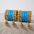 AYSIMA Turquoise Blue Bridal Chura & Kangan Bangle Set – 40 Pieces