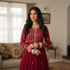 AYSIMA Shagun – Red Bridal Chura & Floral Kada Set - 36 pieces