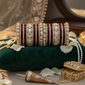 AYSIMA Rajvalli – Maroon Bridal Bangle Set with Statement Kada - 42 pieces