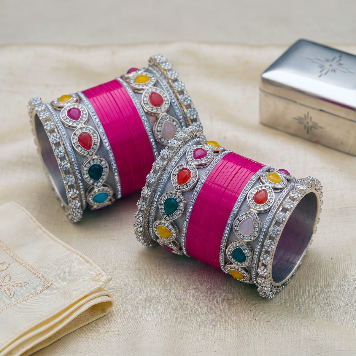 Rani Pink Bridal Bangles & Kadas | AYSIMA Lavanya - 36 pieces