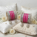 AYSIMA Kashvi – Rani Pink Bridal Bangle Set with Jhumka Charms & Mirror-Look Kadas - 40 pieces