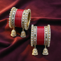 AYSIMA Vedika – Red Bridal Bangle Set with Jhumka Charms - 36 pieces