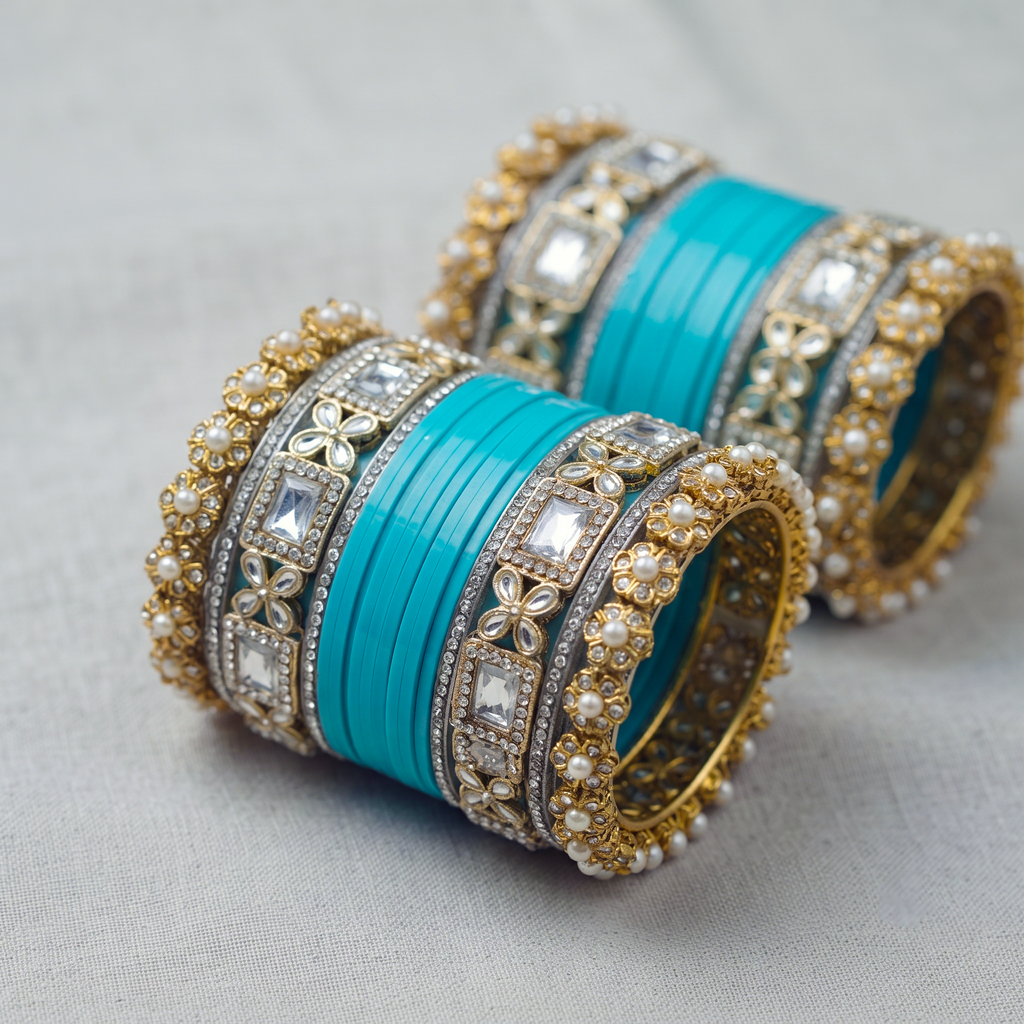 AYSIMA Turquoise Blue Bridal Bangle Set – 36 Pieces