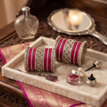 AYSIMA Pranavi – Rani Pink Bridal Bangle Set with Gold-Tone Kadas - 42 pieces