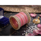 AYSIMA Mridula – Rose Pink Bridal Bangle Set with Floral Kadas | 42 Pieces