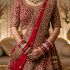 AYSIMA Sindhuri Red Bridal Bangle Set for Women | Traditional Wedding Bangles with Floral Kadas
