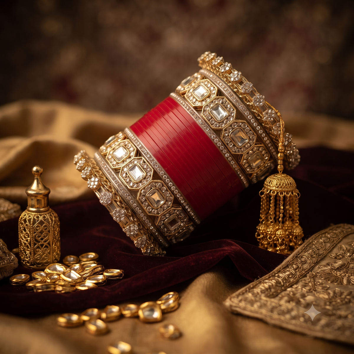 AYSIMA Red Bridal Bangles & Pachari Kadas – Vaidehi - 36 pieces