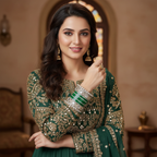 AYSIMA Harini – Green Bridal Chura & Floral Kada Set - 40 pieces
