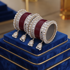 AYSIMA Anuradha – Maroon Bridal Bangle Set with Jhumka Charms - 36 pieces