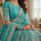 AYSIMA Turquoise Royale – Blue 42-Piece Bangle Set with Statement Kada