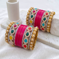 AYSIMA Rani Pink Bridal Chura & Kada Set – Rangoli - 36 pieces