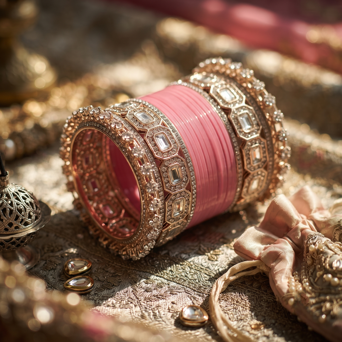 AYSIMA Pink Bridal Bangles & Pachari Kadas – Charvi - 36 pieces