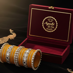 AYSIMA Haldi Royale – Mustard Gold 42-Piece Bridal Bangle Set with Statement Kada
