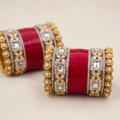 AYSIMA Red Bridal Bangle Set with Kundan-Style Kadas – 36 Pieces