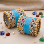 AYSIMA Turquoise Blue Bridal Bangles & Kadas – Leher - 36 pieces