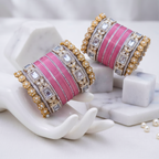 AYSIMA | 40-Piece Pink Bangle Set with Kada for Women
