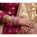 AYSIMA Rose Radiance – Pink 42-Piece Bridal Bangle Set with Designer Kada