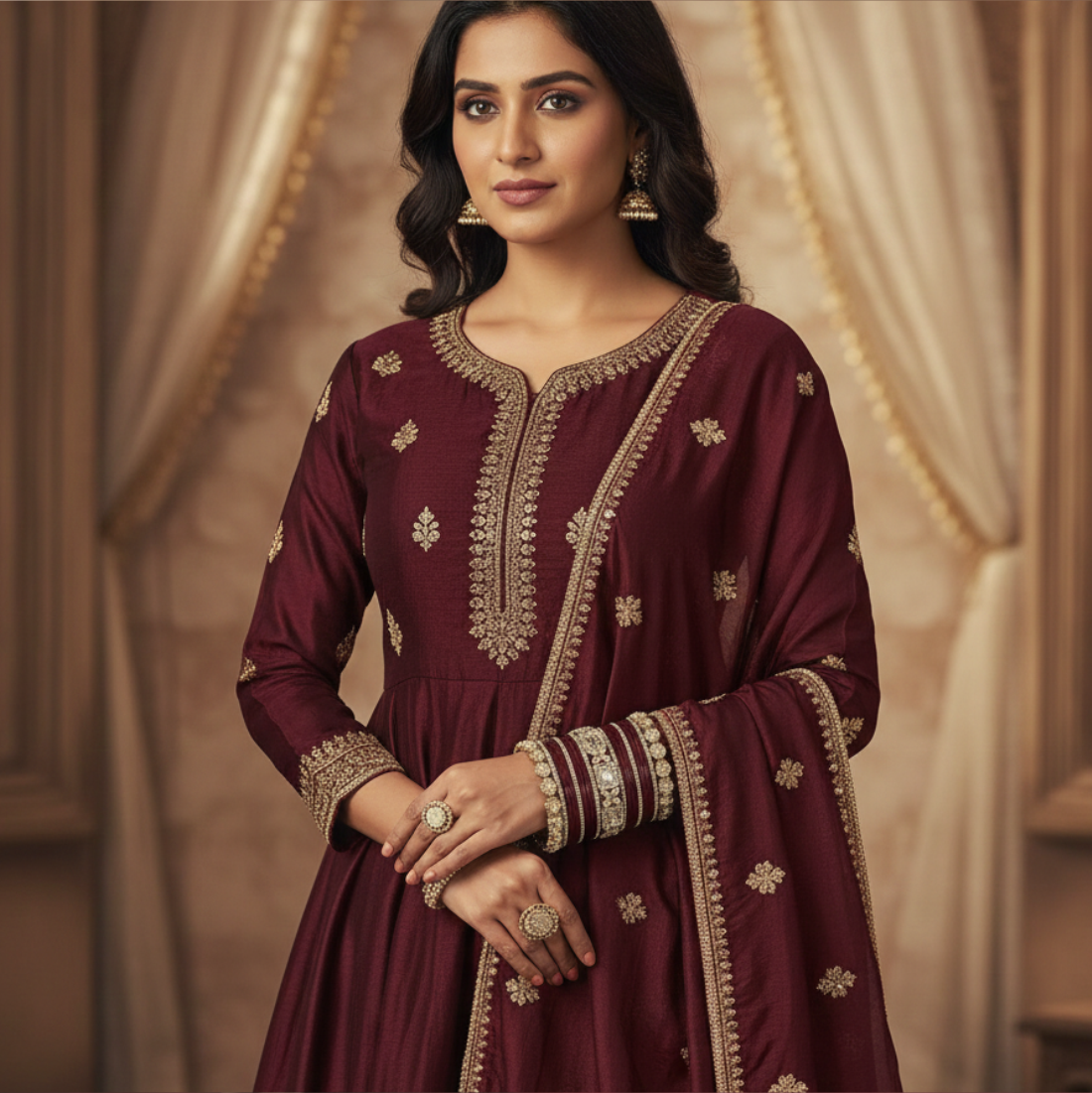 AYSIMA | Maroon Bangle Set for Women with Kada | 42 Pieces