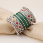 Green Bridal Bangles & Pachari Kadas | AYSIMA Nitya - 40 pieces