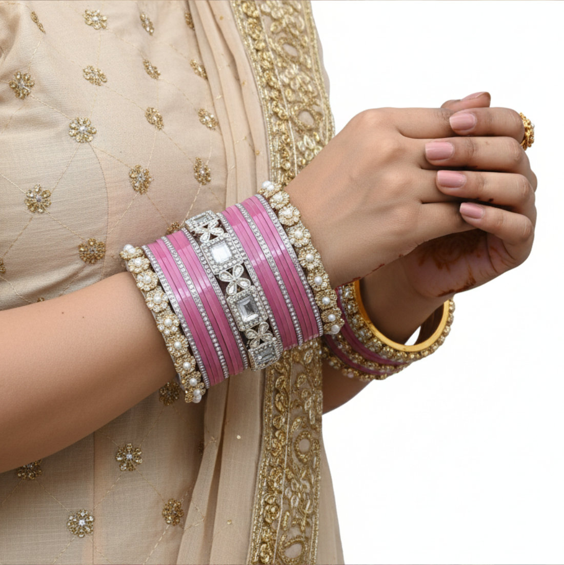 AYSIMA | Pink Bangle Set for Women with Kada | 42 Pieces