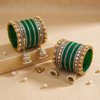 AYSIMA Green Bridal Chura & Kangan Bangle Set – 40 Pieces