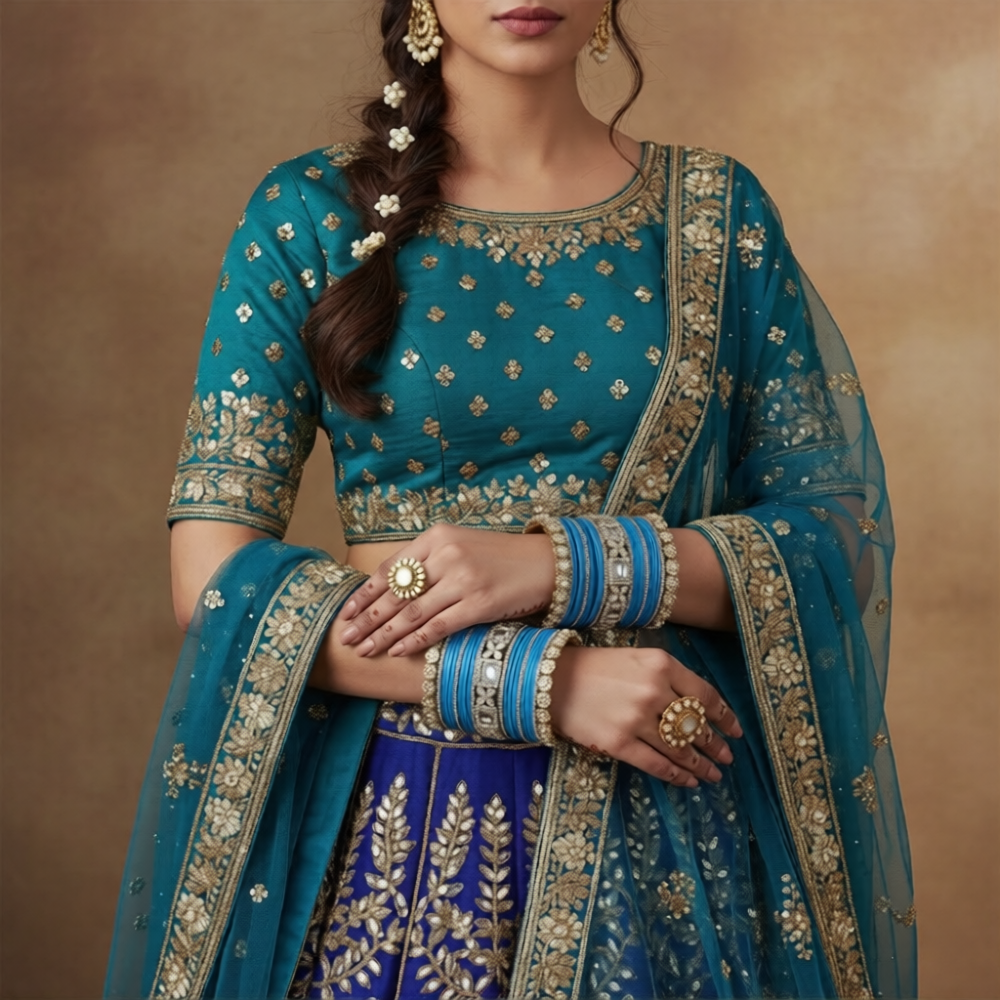 AYSIMA | Blue Bangle Set for Women with Kada | 42 Pieces
