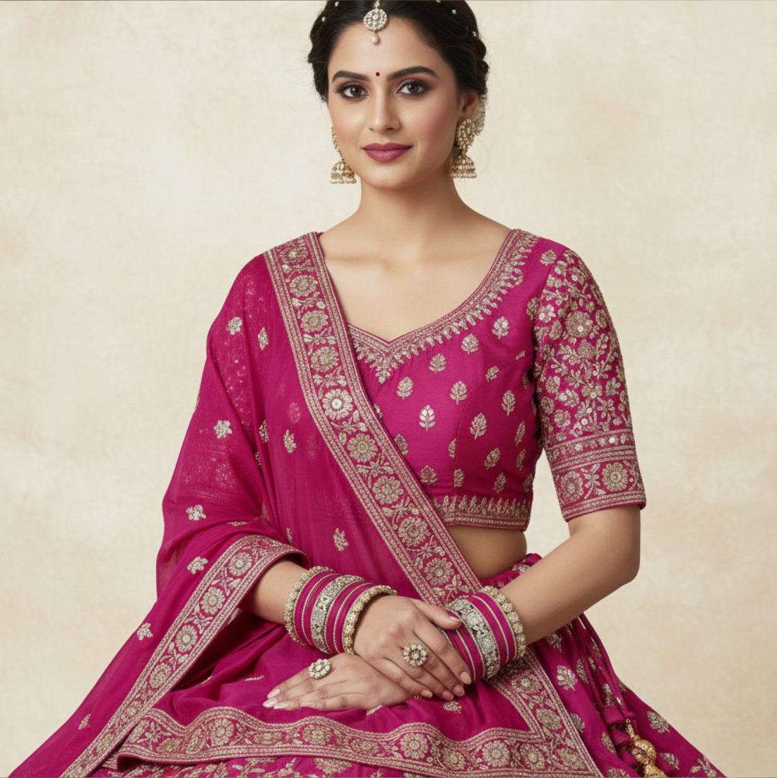 AYSIMA | Rani Pink Bangle Set for Women with Kada | 42 Pieces