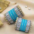 AYSIMA | Turquoise Blue Bangle Set for Women with Kada | 40 Pieces