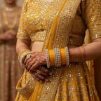 AYSIMA Marigold Royale – Mustard Yellow 56-Piece Bridal Bangle Set with Statement Kada