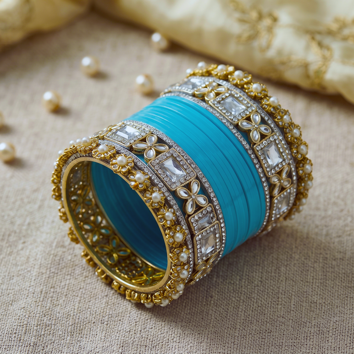 AYSIMA Turquoise Blue Bridal Bangle Set – 36 Pieces