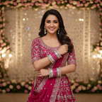 AYSIMA Manjari – Rani Pink Bridal Bangle Set with Floral Kadas - 40 pieces