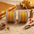 AYSIMA Sunehri Utsav – 42-Piece Mustard Yellow Bangle Set with Kadas