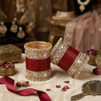 AYSIMA Raagini – Maroon Bridal Bangles &amp; Floral Kadas - 36 pieces
