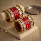 AYSIMA | Red Bridal Bangle Set for Women with Kada | 40 Pieces