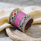 Pink Bridal Bangles & Multicolour Kadas | AYSIMA Malvika - 36 pieces
