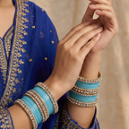 AYSIMA Neelam Grace – Sky Blue 56-Piece Bangle Set with Statement Kada