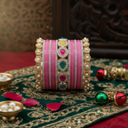 AYSIMA Gulabi Royale – Pink Bridal Bangle Set with Statement Kada - 42 pieces