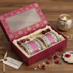 AYSIMA Aabha – Rose Pink Bridal Chura & Floral Kada Set - 36 pieces