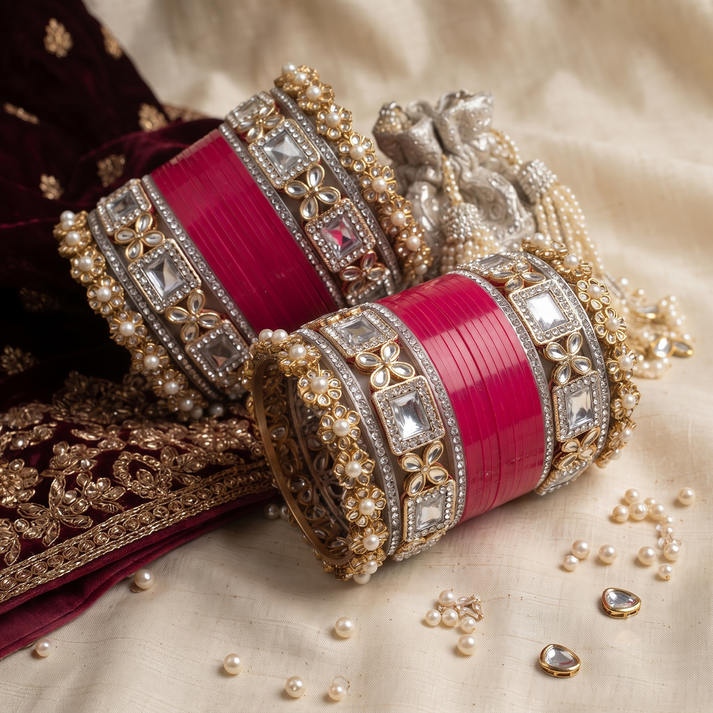 AYSIMA Rani Pink Bridal Bangle Set – 36 Pieces