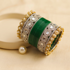 AYSIMA Varnika Green Bridal Bangle Set with Geometric & Floral Kadas - 36 pieces