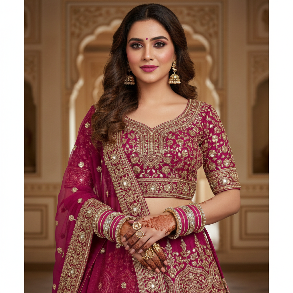 AYSIMA Rangini Rani Pink Bridal Bangles for Women | Floral Kada Wedding Bangle Set