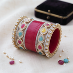 Red Bridal Bangles & Multicolour Kadas | AYSIMA Prisha - 36 pieces