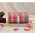 AYSIMA Rose Radiance – Pink 42-Piece Bridal Bangle Set with Designer Kada