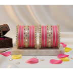 AYSIMA Rose Radiance – Pink 42-Piece Bridal Bangle Set with Designer Kada