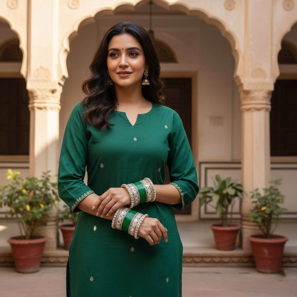 AYSIMA Green Bridal Bangles & Geometric Kadas – Vrinda - 36 pieces