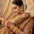 AYSIMA Marigold Royale – Mustard Yellow 56-Piece Bridal Bangle Set with Statement Kada