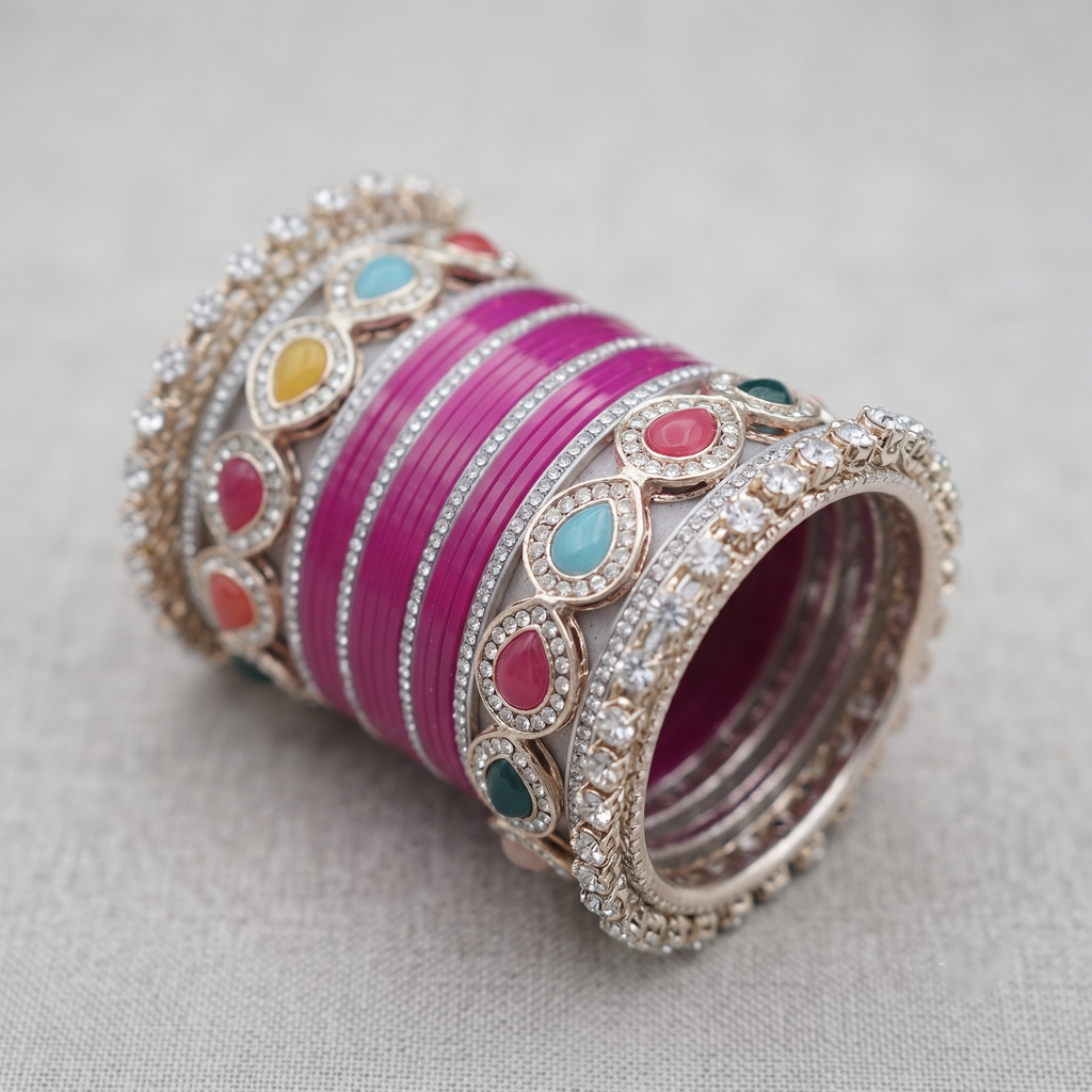 Rani Pink Bridal Bangles & Pachari Kadas | AYSIMA Siya - 40 pieces