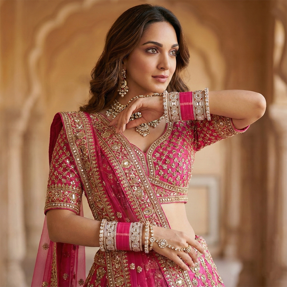 AYSIMA Rani Pink Bridal Bangles & Pachari Kadas – Nandini - 36 pieces
